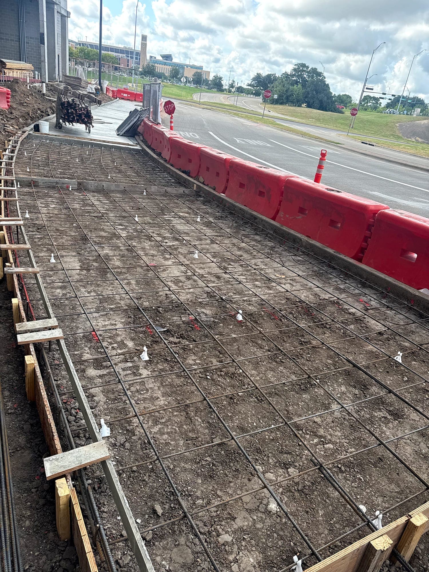 Formed curb and prepared subgrade ready for concrete placement