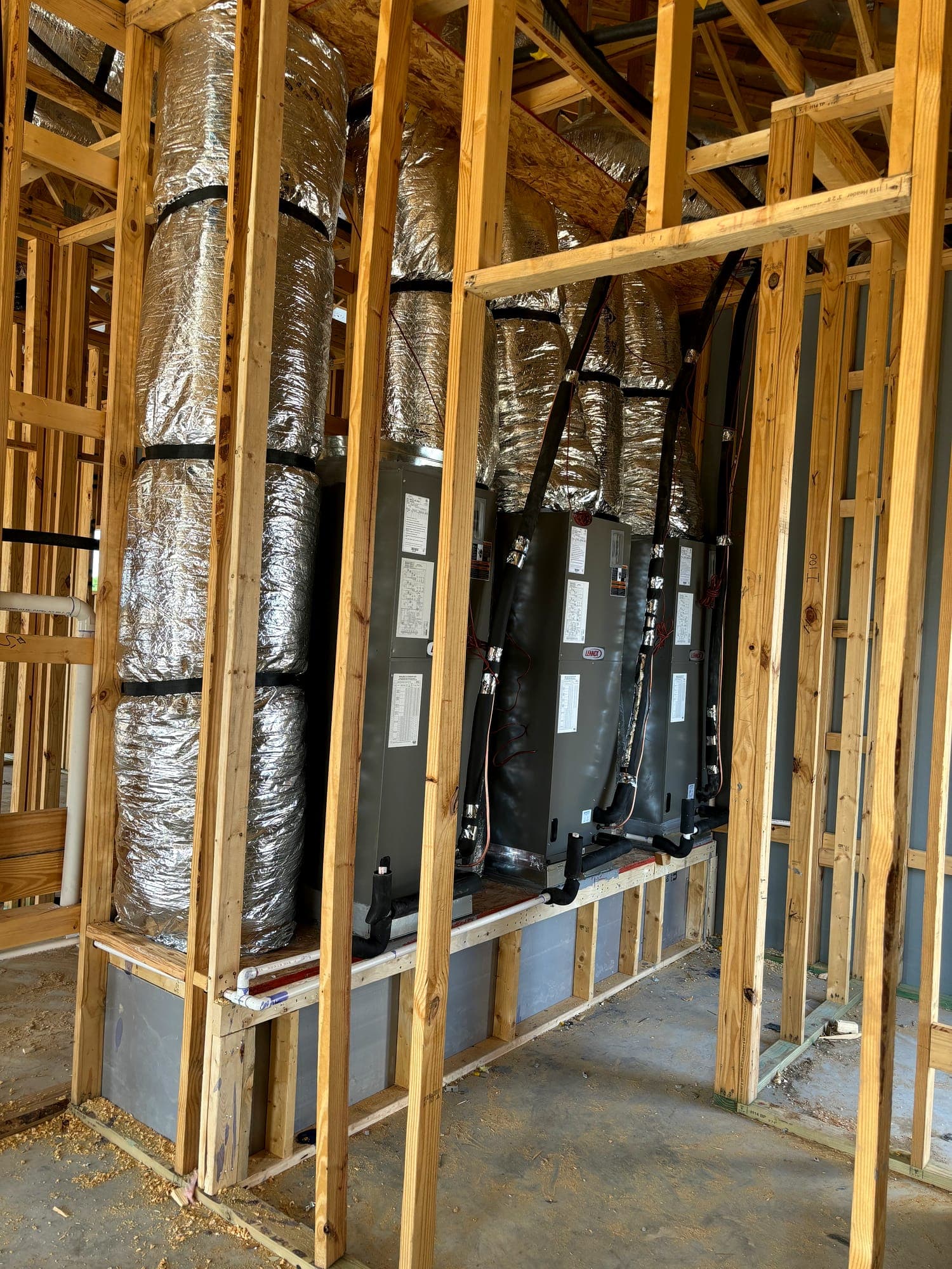 Air handler installed within a framed equipment bay