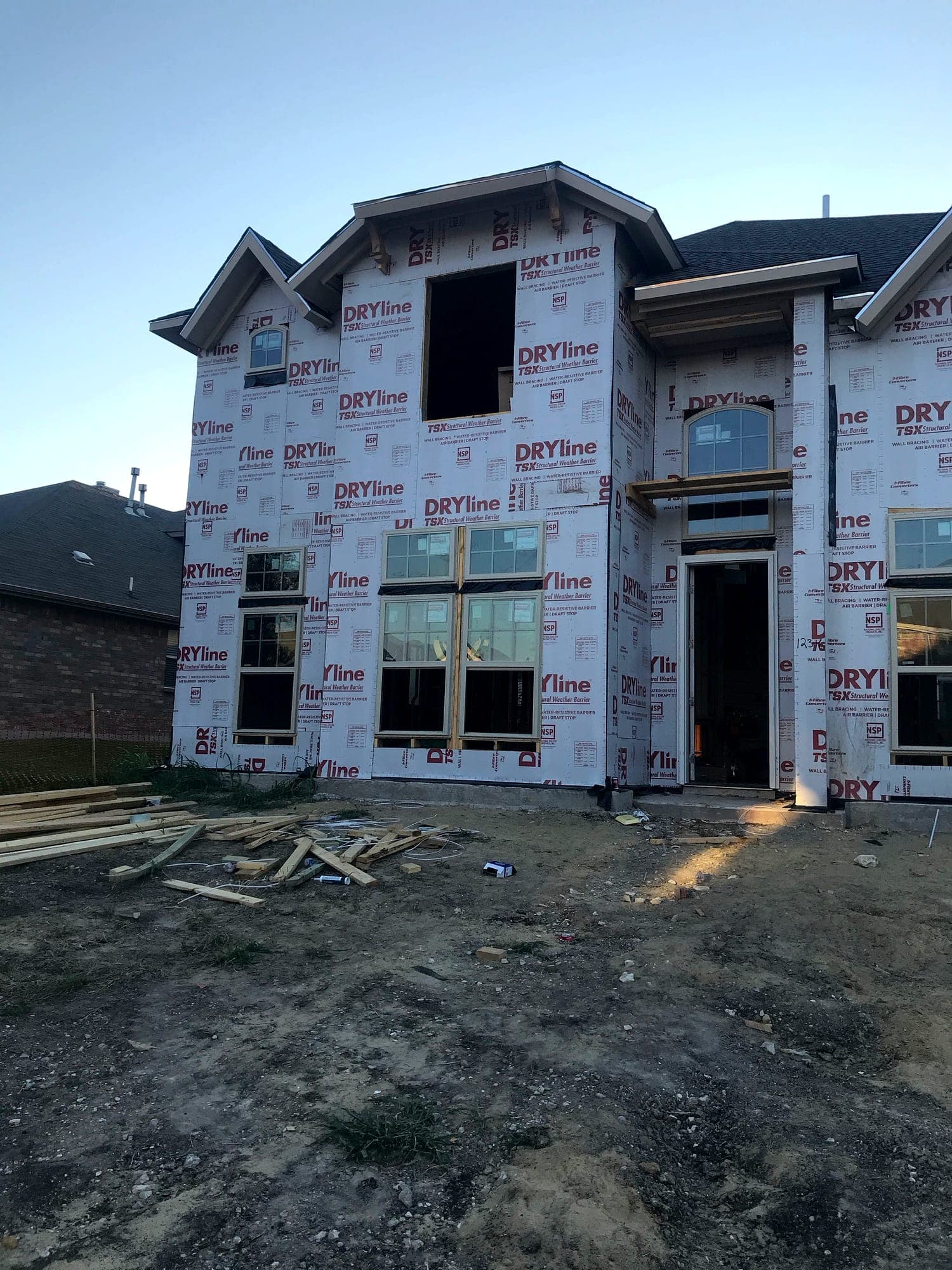 New home under construction at the stage when mechanical systems are installed