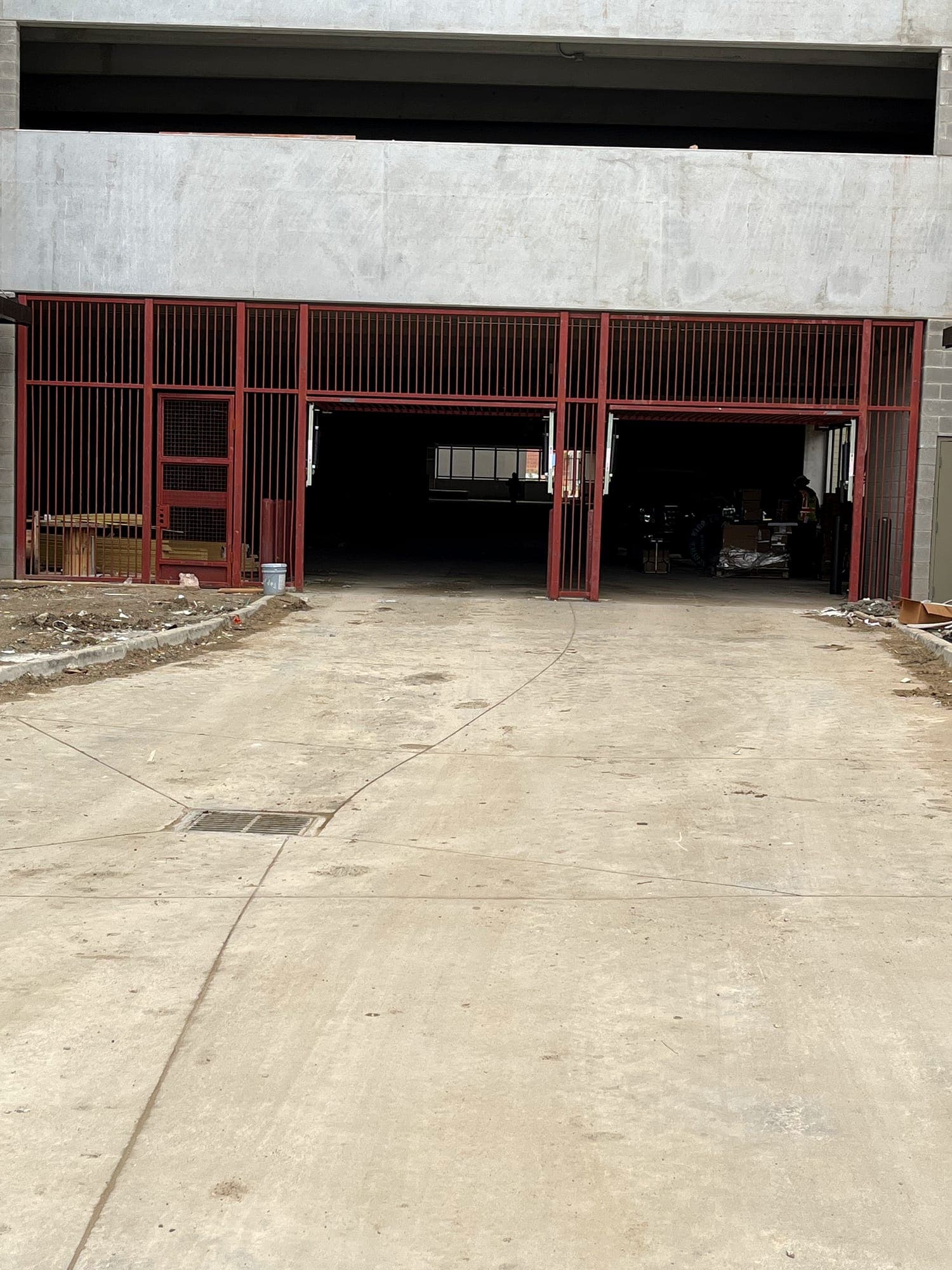 Steel framing installed at a commercial storefront opening